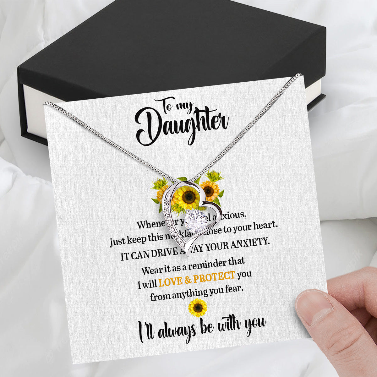 To My Daughter Necklace From Mom With Heartfelt Message Card, Jewelry For Daughter, Daughter Gift From Mom On Birthday, Wedding, Christmas, Graduation