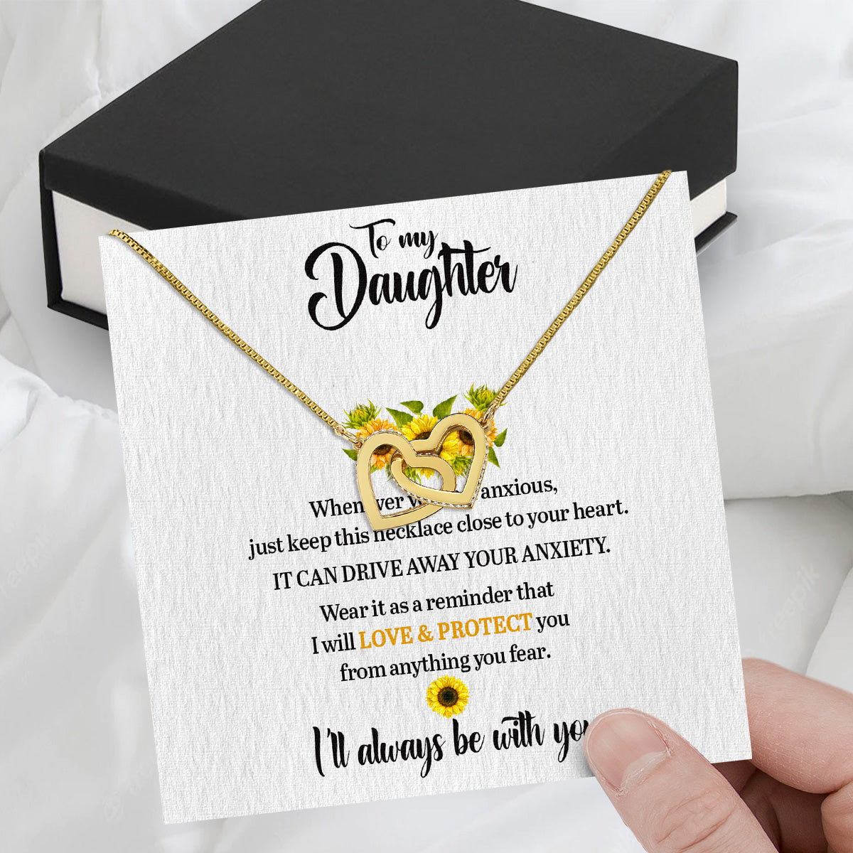 To My Daughter Necklace From Mom With Heartfelt Message Card, Jewelry For Daughter, Daughter Gift From Mom On Birthday, Wedding, Christmas, Graduation