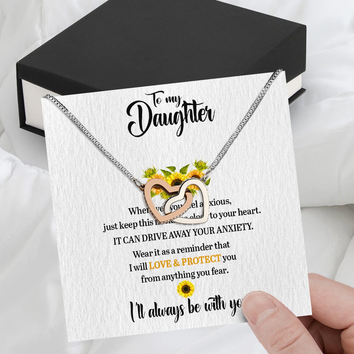 To My Daughter Necklace From Mom With Heartfelt Message Card, Jewelry For Daughter, Daughter Gift From Mom On Birthday, Wedding, Christmas, Graduation