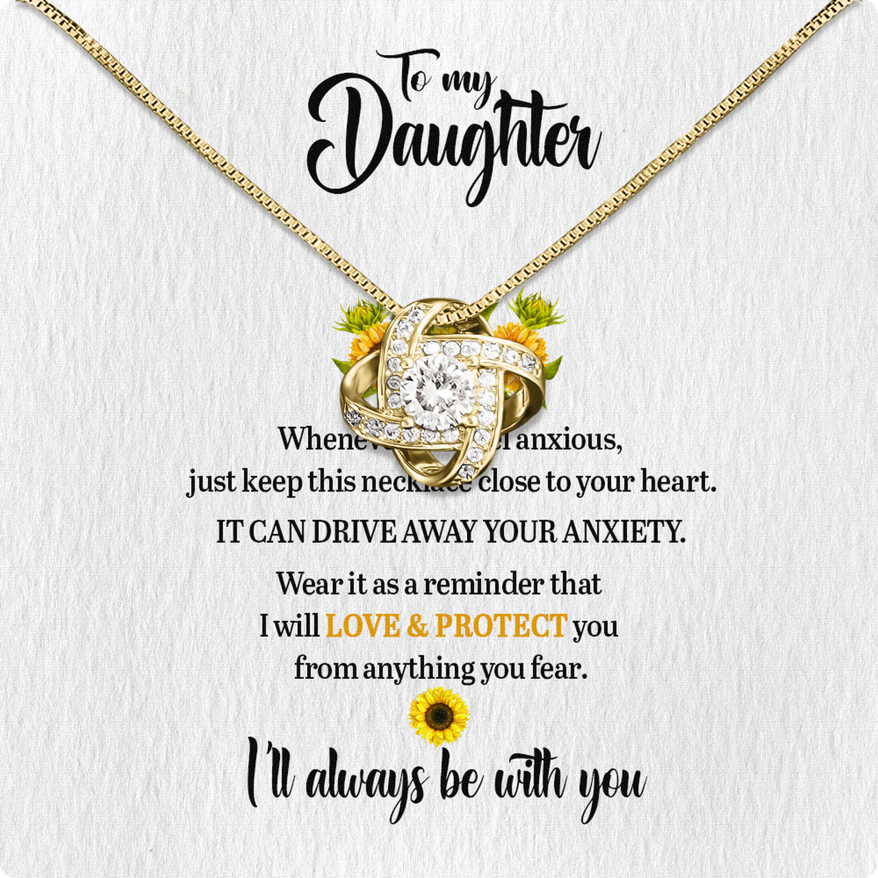 To My Daughter Necklace From Mom With Heartfelt Message Card, Jewelry For Daughter, Daughter Gift From Mom On Birthday, Wedding, Christmas, Graduation