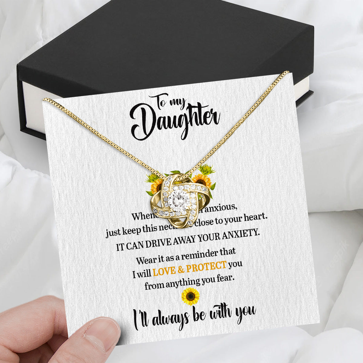 To My Daughter Necklace From Mom With Heartfelt Message Card, Jewelry For Daughter, Daughter Gift From Mom On Birthday, Wedding, Christmas, Graduation