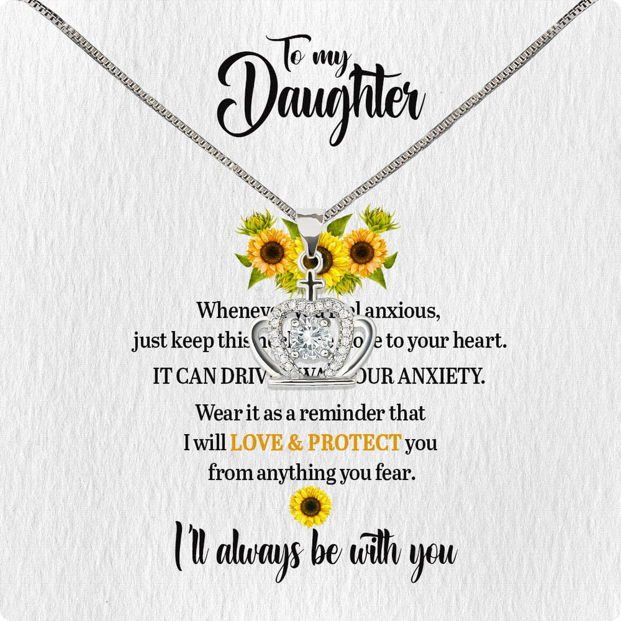 To My Daughter Necklace From Mom With Heartfelt Message Card, Jewelry For Daughter, Daughter Gift From Mom On Birthday, Wedding, Christmas, Graduation