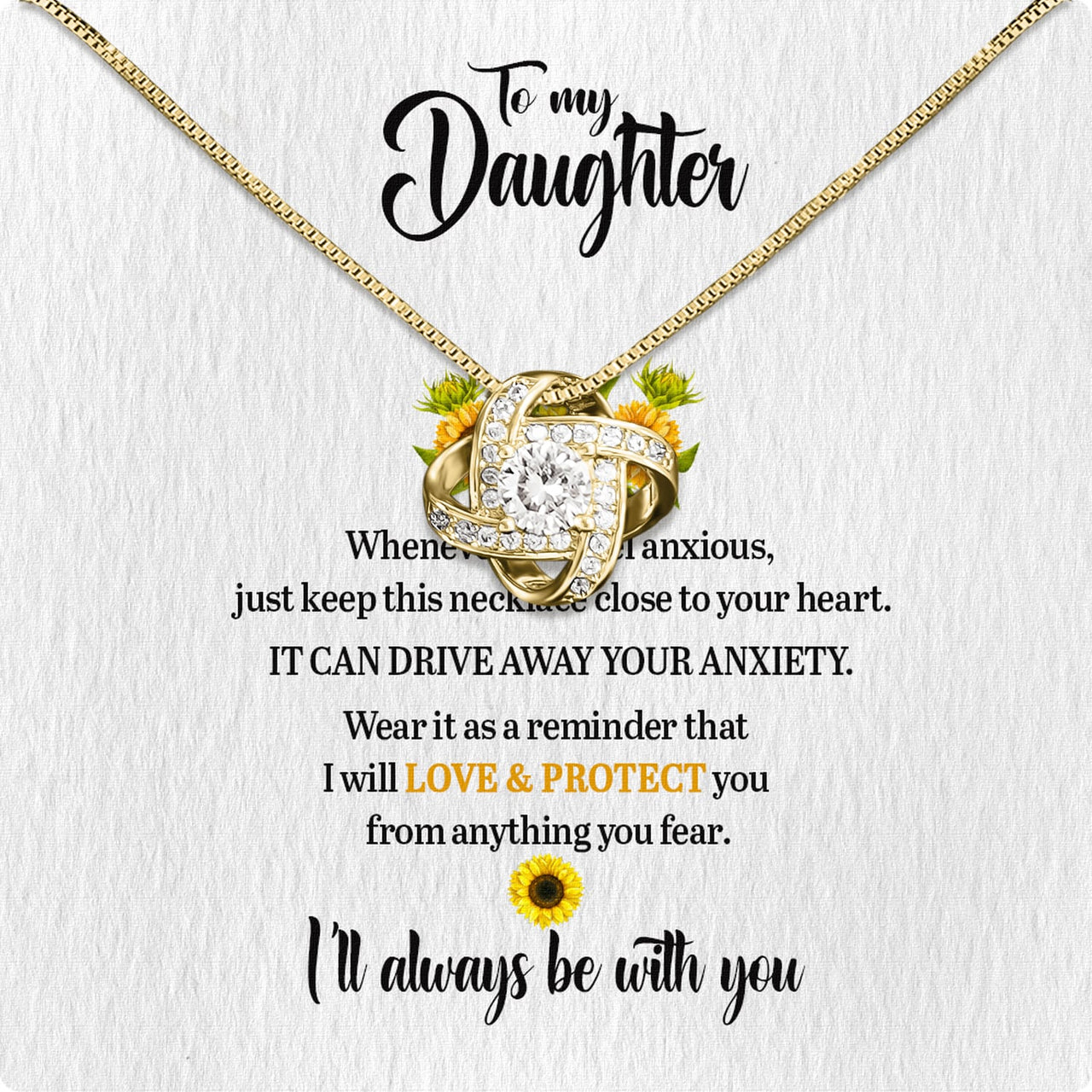 To My Daughter Necklace From Mom With Heartfelt Message Card, Jewelry For Daughter, Daughter Gift From Mom On Birthday, Wedding, Christmas, Graduation