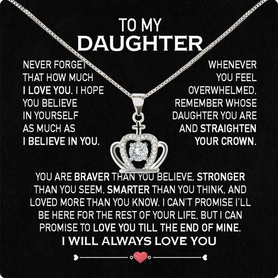 To My Daughter Necklace From Mom With Heartfelt Message Card, Jewelry For Daughter, Daughter Gift From Mom On Birthday, Wedding, Christmas, Graduation