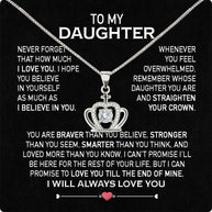 To My Daughter Necklace From Mom With Heartfelt Message Card, Jewelry For Daughter, Daughter Gift From Mom On Birthday, Wedding, Christmas, Graduation