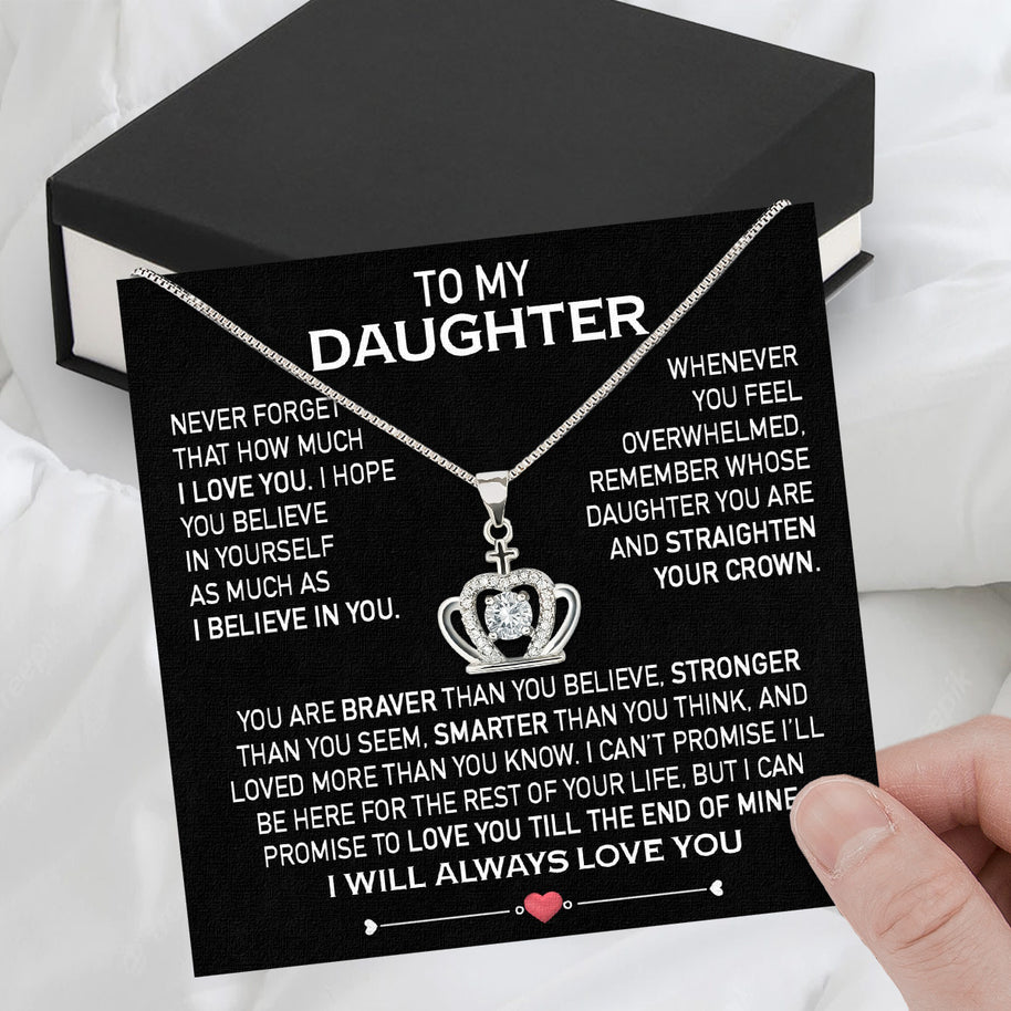 To My Daughter Necklace From Mom With Heartfelt Message Card, Jewelry For Daughter, Daughter Gift From Mom On Birthday, Wedding, Christmas, Graduation