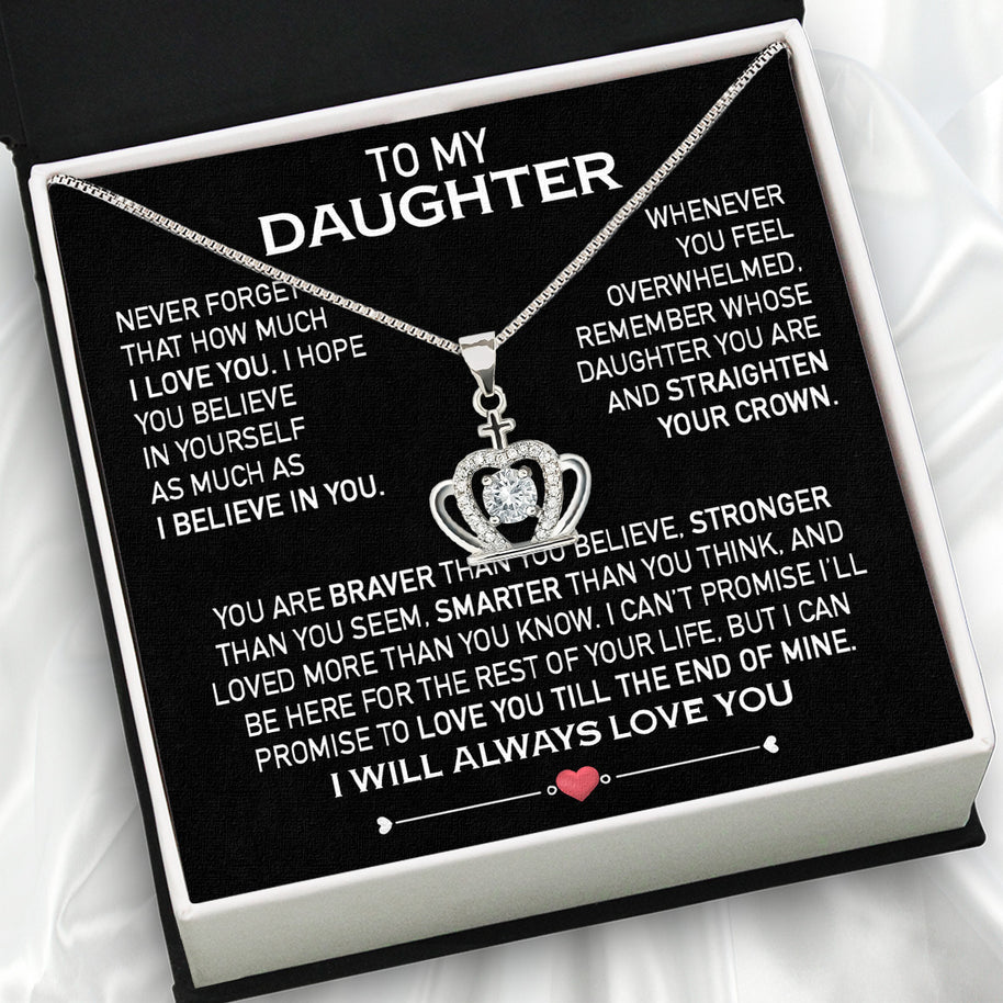 To My Daughter Necklace From Mom With Heartfelt Message Card, Jewelry For Daughter, Daughter Gift From Mom On Birthday, Wedding, Christmas, Graduation