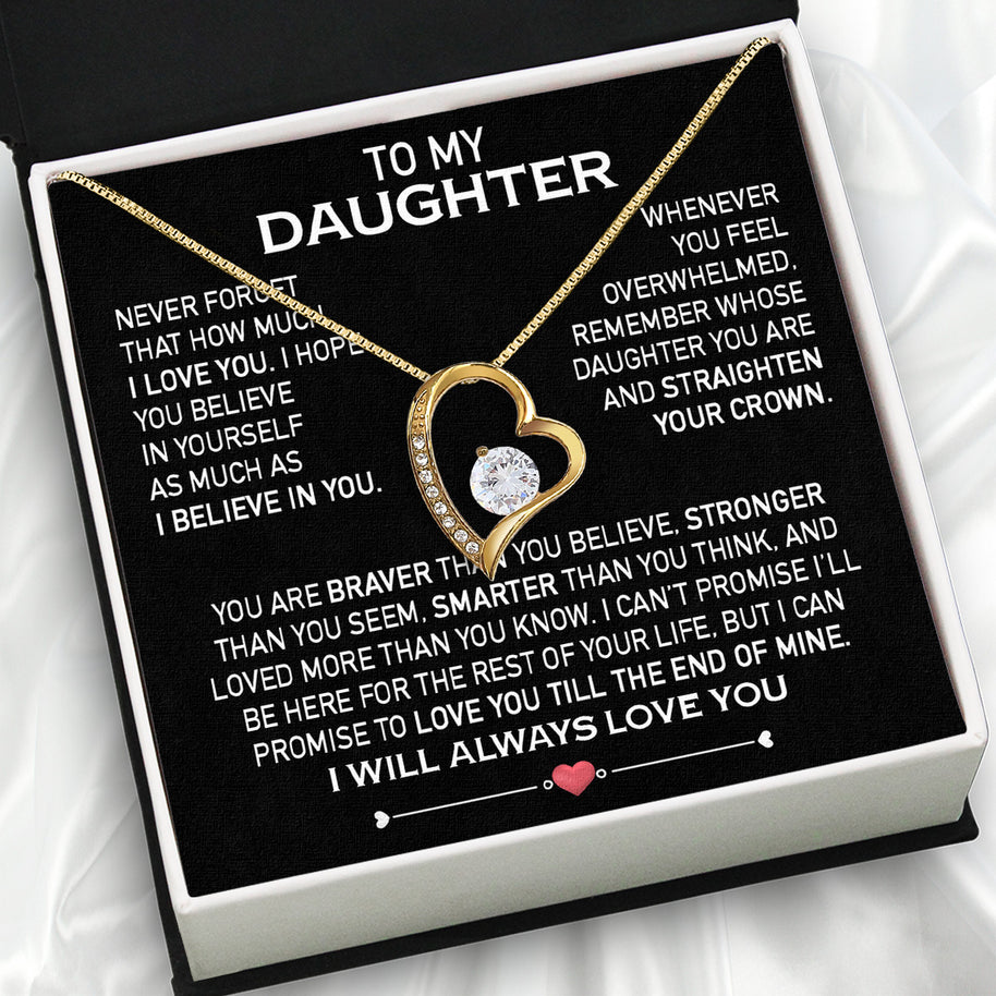 To My Daughter Necklace From Mom With Heartfelt Message Card, Jewelry For Daughter, Daughter Gift From Mom On Birthday, Wedding, Christmas, Graduation