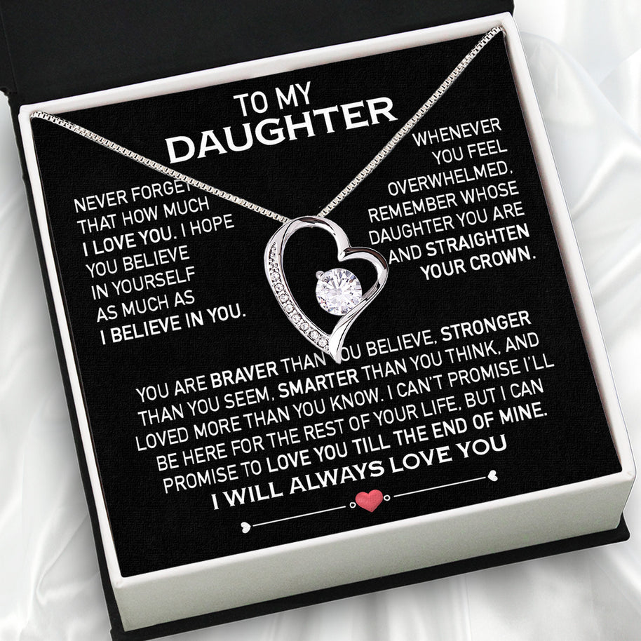 To My Daughter Necklace From Mom With Heartfelt Message Card, Jewelry For Daughter, Daughter Gift From Mom On Birthday, Wedding, Christmas, Graduation