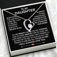 To My Daughter Necklace From Mom With Heartfelt Message Card, Jewelry For Daughter, Daughter Gift From Mom On Birthday, Wedding, Christmas, Graduation