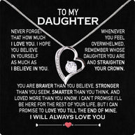 To My Daughter Necklace From Mom With Heartfelt Message Card, Jewelry For Daughter, Daughter Gift From Mom On Birthday, Wedding, Christmas, Graduation