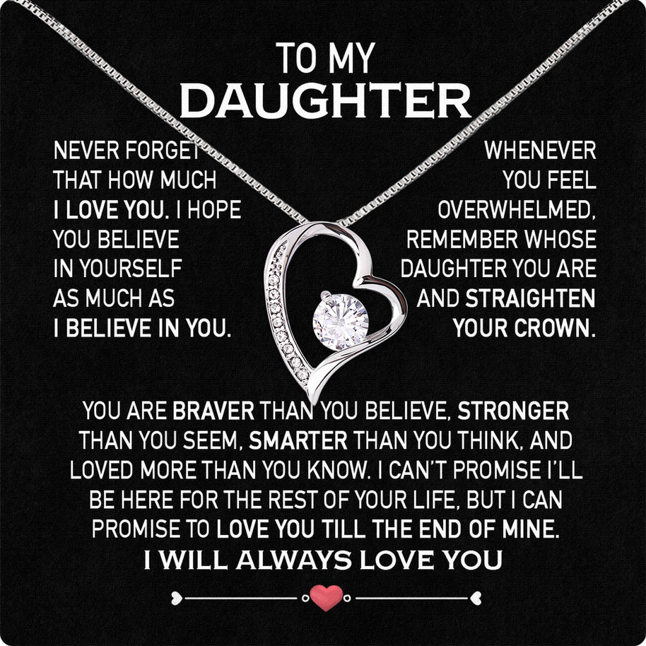 To My Daughter Necklace From Mom With Heartfelt Message Card, Jewelry For Daughter, Daughter Gift From Mom On Birthday, Wedding, Christmas, Graduation