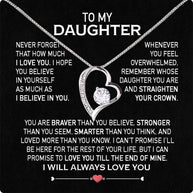 To My Daughter Necklace From Mom With Heartfelt Message Card, Jewelry For Daughter, Daughter Gift From Mom On Birthday, Wedding, Christmas, Graduation