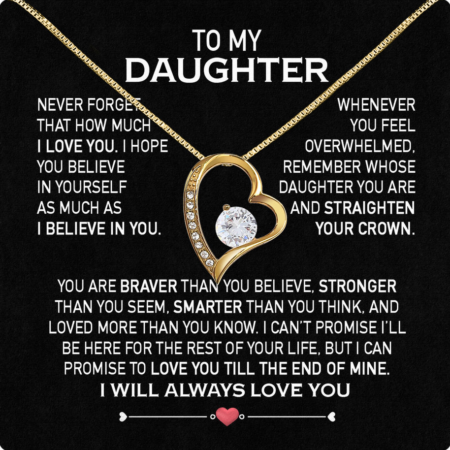 To My Daughter Necklace From Mom With Heartfelt Message Card, Jewelry For Daughter, Daughter Gift From Mom On Birthday, Wedding, Christmas, Graduation
