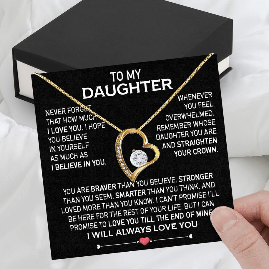 To My Daughter Necklace From Mom With Heartfelt Message Card, Jewelry For Daughter, Daughter Gift From Mom On Birthday, Wedding, Christmas, Graduation
