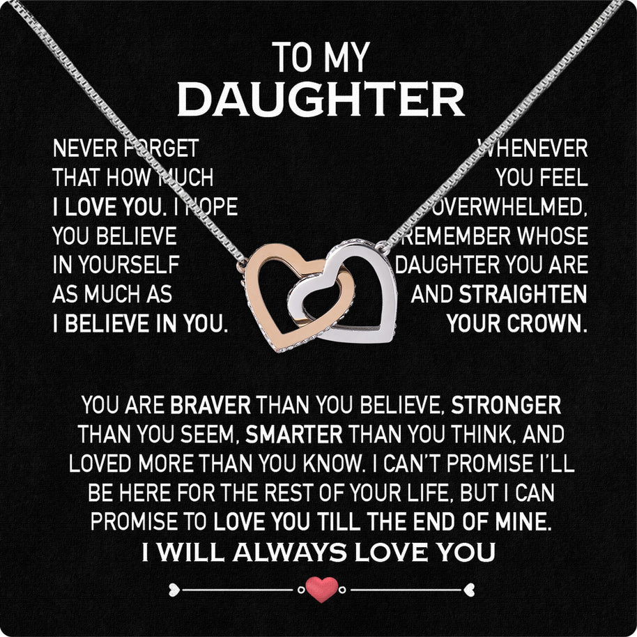 To My Daughter Necklace From Mom With Heartfelt Message Card, Jewelry For Daughter, Daughter Gift From Mom On Birthday, Wedding, Christmas, Graduation