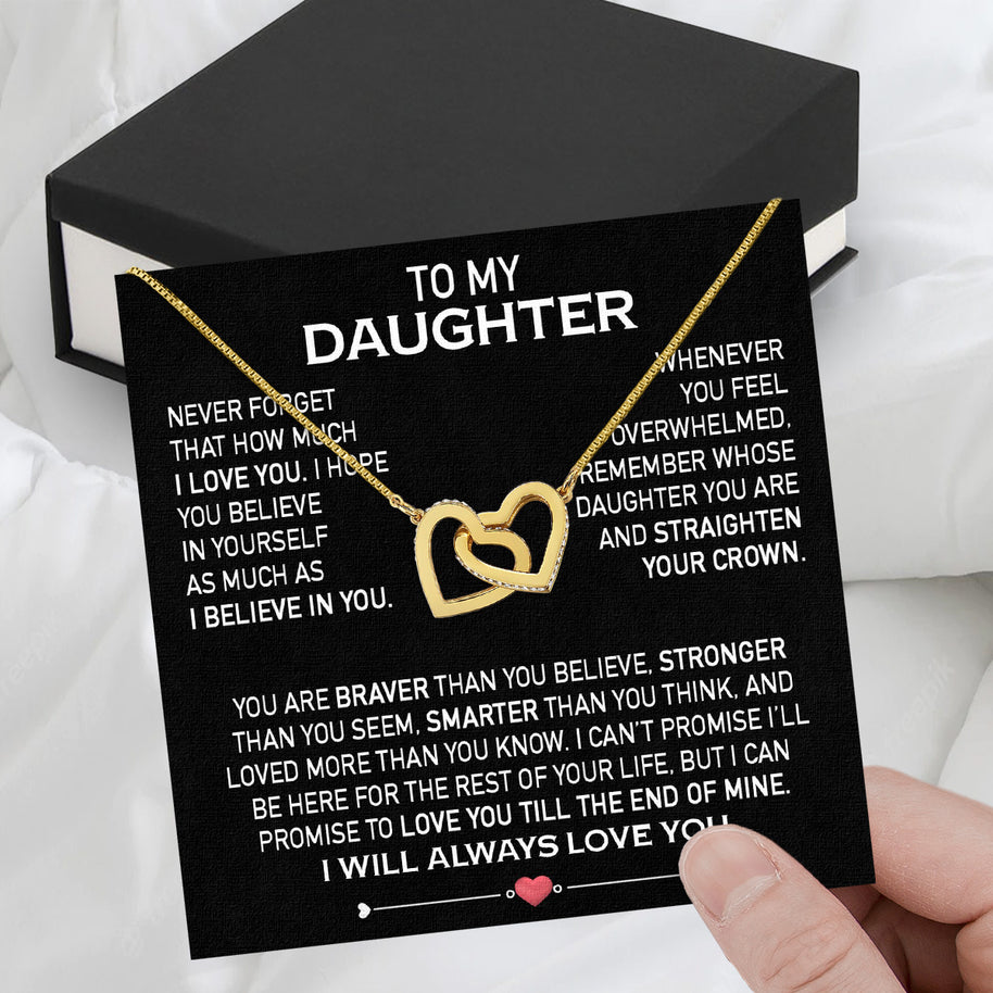 To My Daughter Necklace From Mom With Heartfelt Message Card, Jewelry For Daughter, Daughter Gift From Mom On Birthday, Wedding, Christmas, Graduation