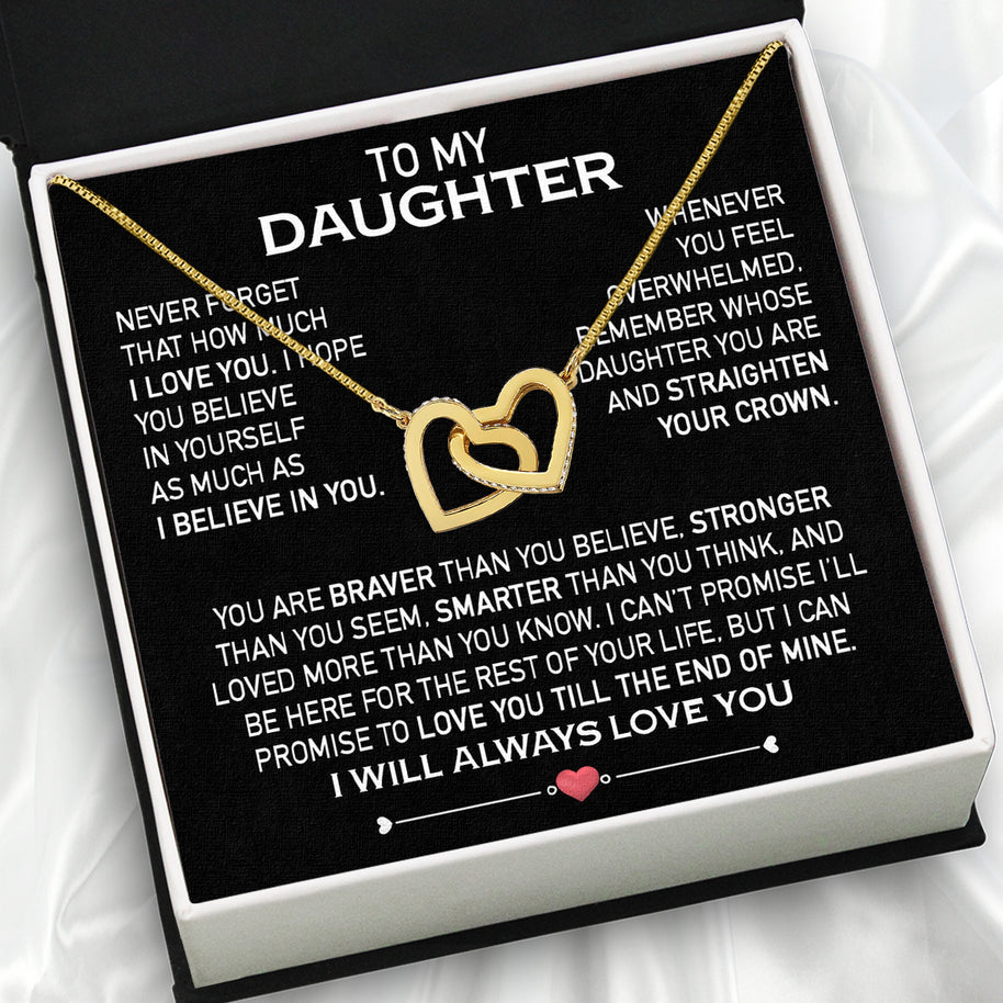 To My Daughter Necklace From Mom With Heartfelt Message Card, Jewelry For Daughter, Daughter Gift From Mom On Birthday, Wedding, Christmas, Graduation