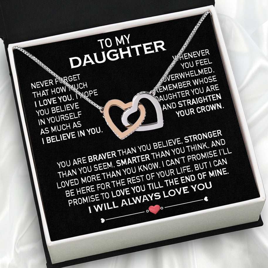To My Daughter Necklace From Mom With Heartfelt Message Card, Jewelry For Daughter, Daughter Gift From Mom On Birthday, Wedding, Christmas, Graduation