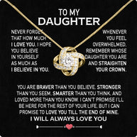 To My Daughter Necklace From Mom With Heartfelt Message Card, Jewelry For Daughter, Daughter Gift From Mom On Birthday, Wedding, Christmas, Graduation