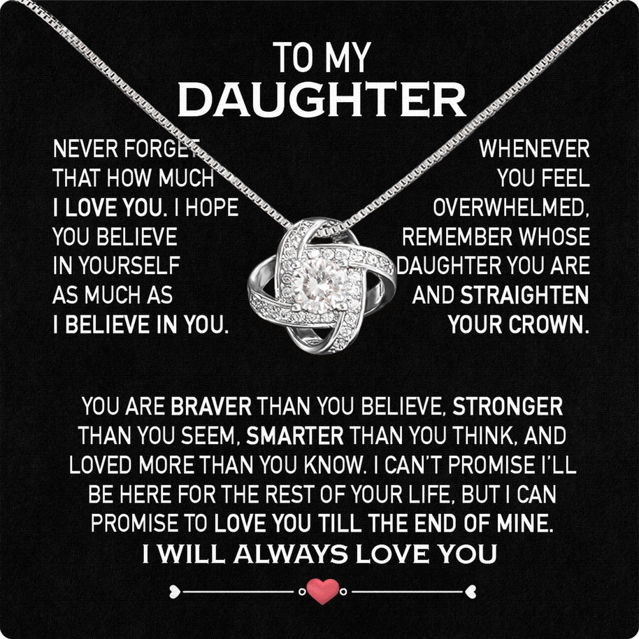To My Daughter Necklace From Mom With Heartfelt Message Card, Jewelry For Daughter, Daughter Gift From Mom On Birthday, Wedding, Christmas, Graduation