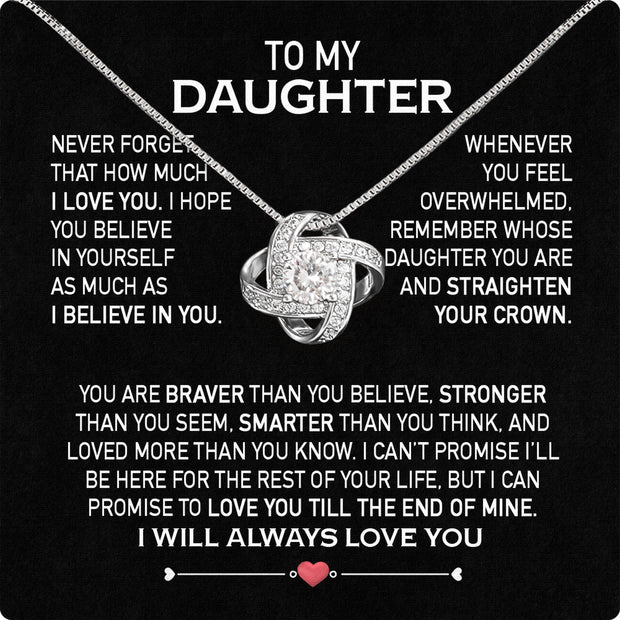 To My Daughter Necklace From Mom With Heartfelt Message Card, Jewelry For Daughter, Daughter Gift From Mom On Birthday, Wedding, Christmas, Graduation