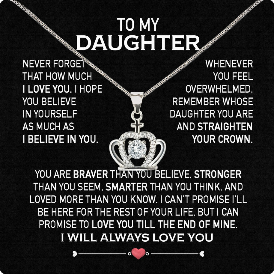 To My Daughter Necklace From Mom With Heartfelt Message Card, Jewelry For Daughter, Daughter Gift From Mom On Birthday, Wedding, Christmas, Graduation