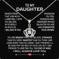 To My Daughter Necklace From Mom With Heartfelt Message Card, Jewelry For Daughter, Daughter Gift From Mom On Birthday, Wedding, Christmas, Graduation