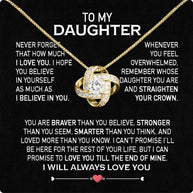 To My Daughter Necklace From Mom With Heartfelt Message Card, Jewelry For Daughter, Daughter Gift From Mom On Birthday, Wedding, Christmas, Graduation
