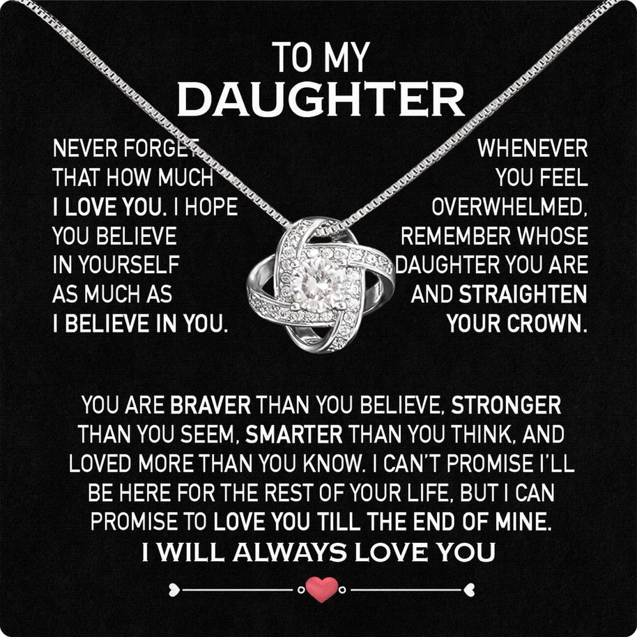 To My Daughter Necklace From Mom With Heartfelt Message Card, Jewelry For Daughter, Daughter Gift From Mom On Birthday, Wedding, Christmas, Graduation