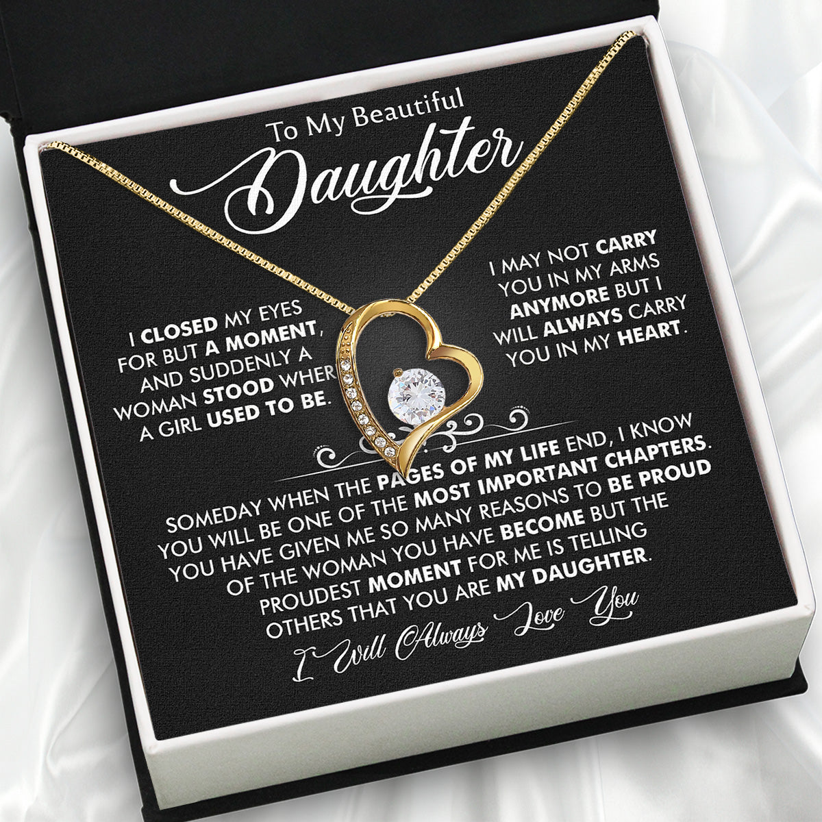 To My Daughter Necklace With Personalized Message Card