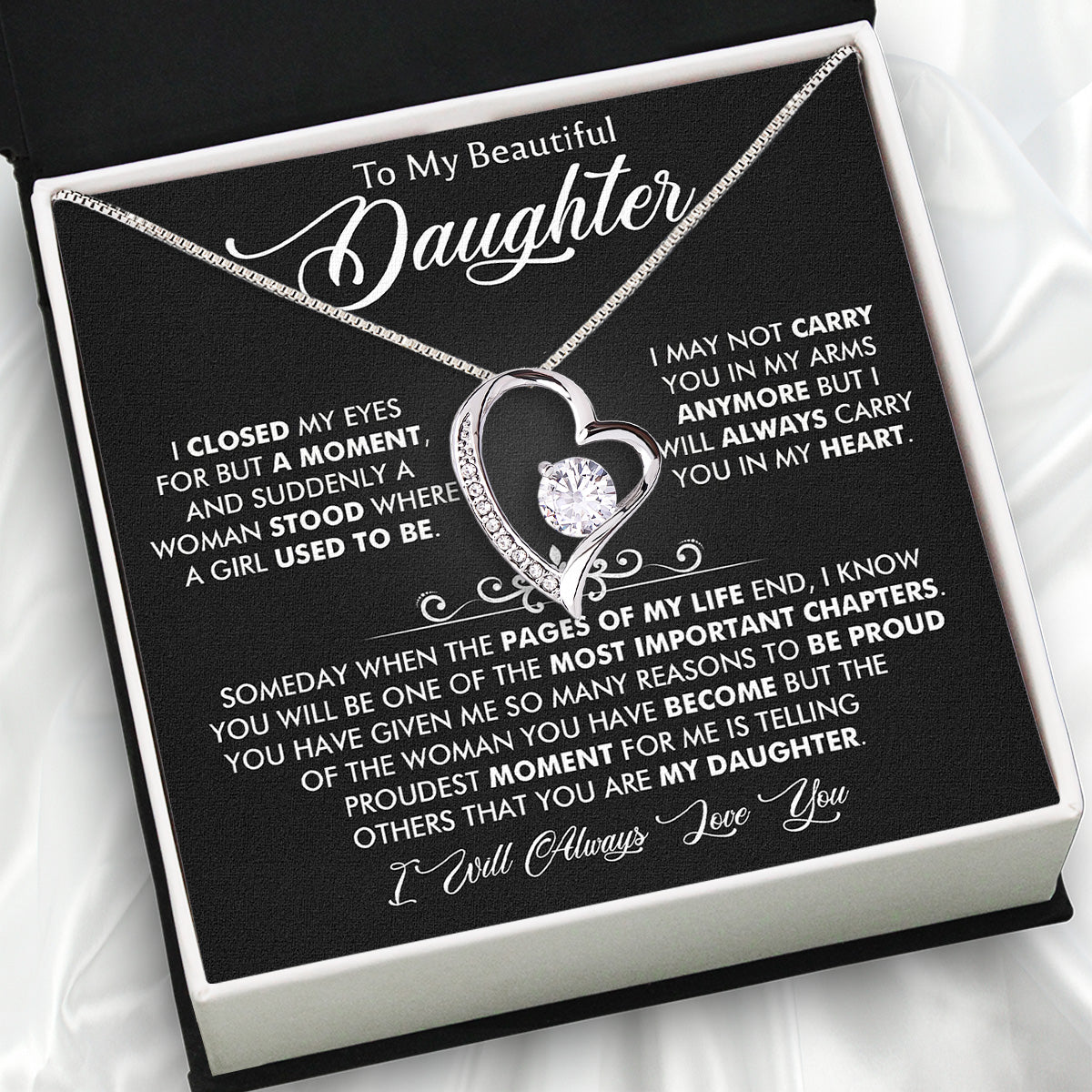 To My Daughter Necklace With Personalized Message Card