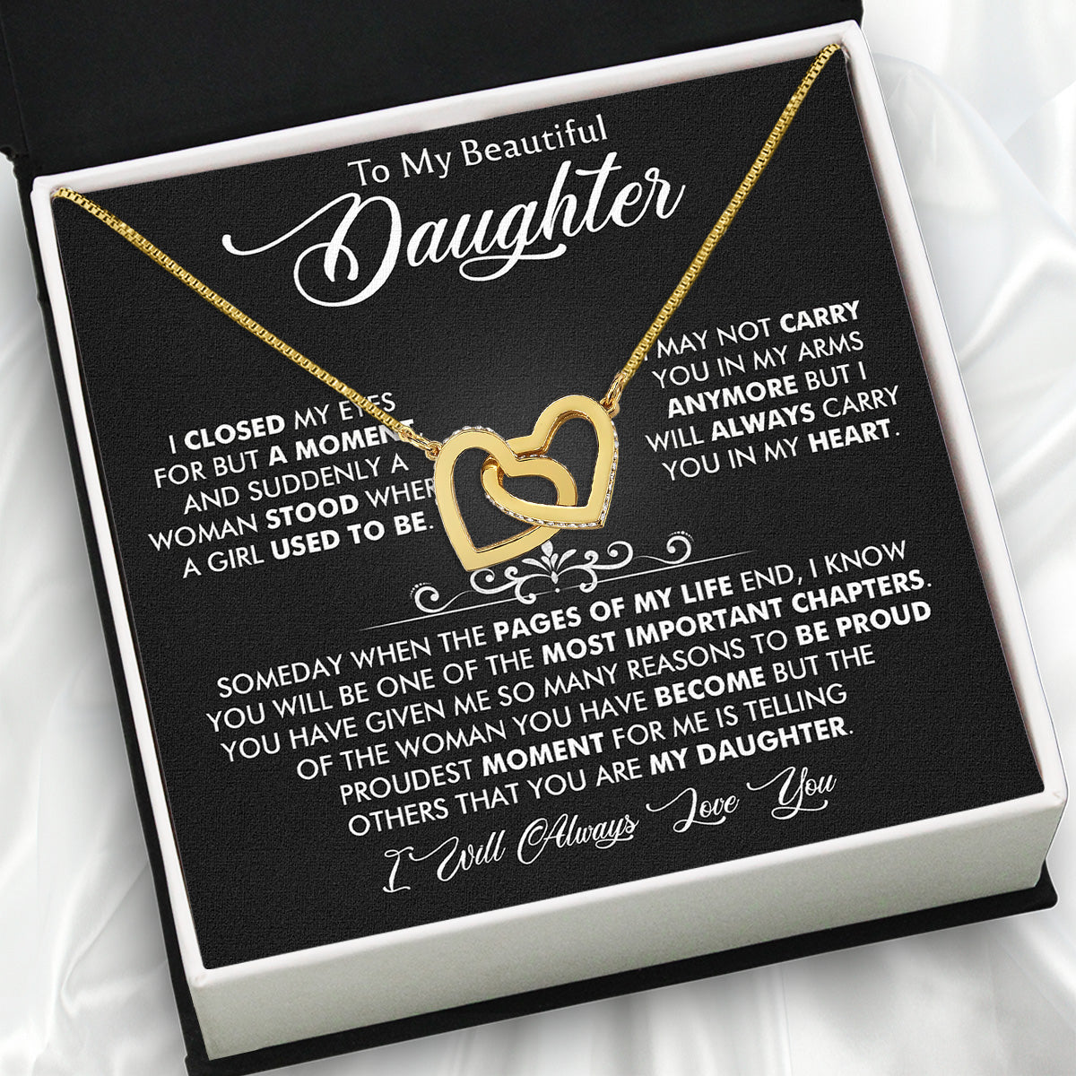 To My Daughter Necklace With Personalized Message Card