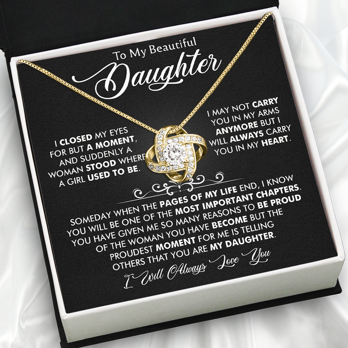 To My Daughter Necklace With Personalized Message Card