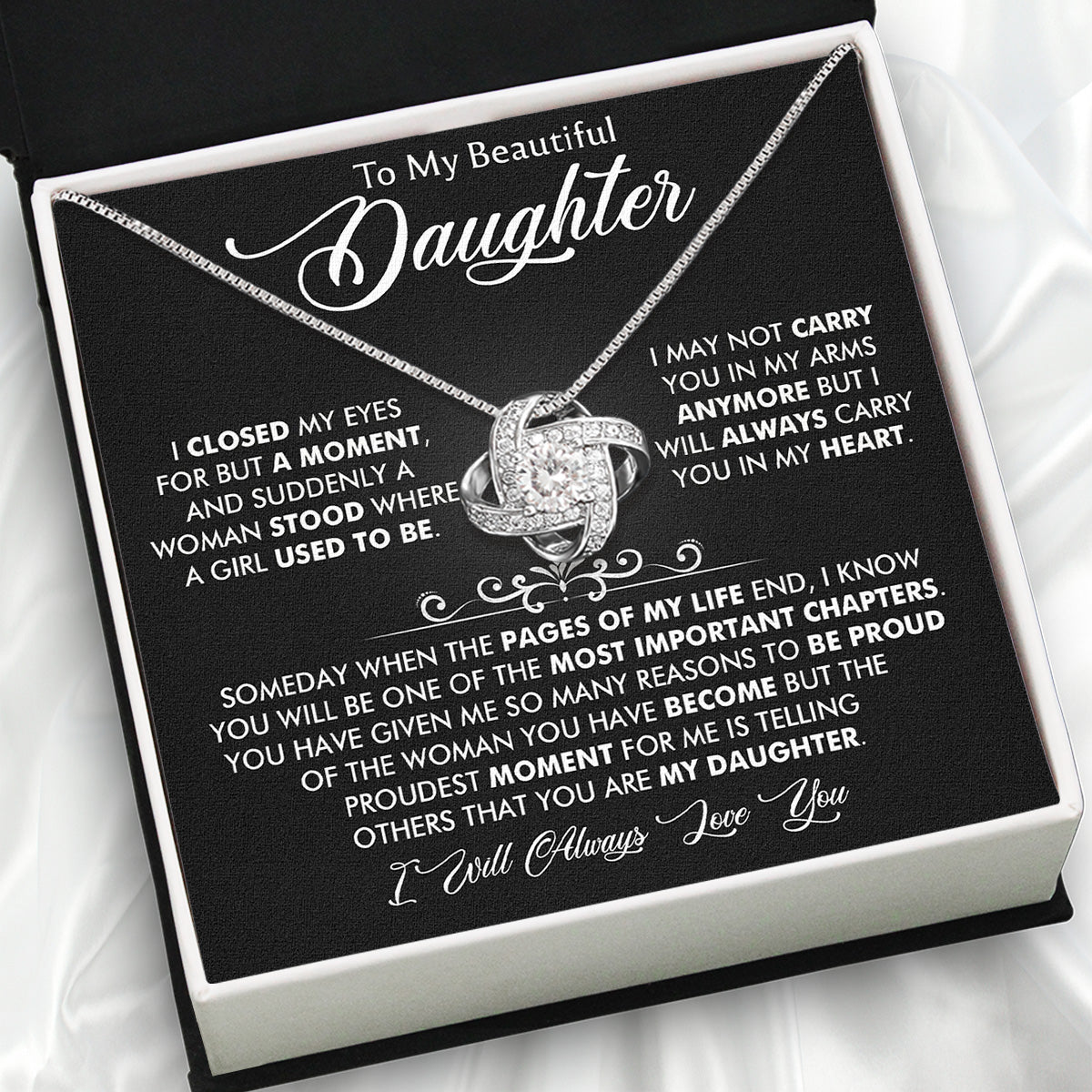 To My Daughter Necklace With Personalized Message Card