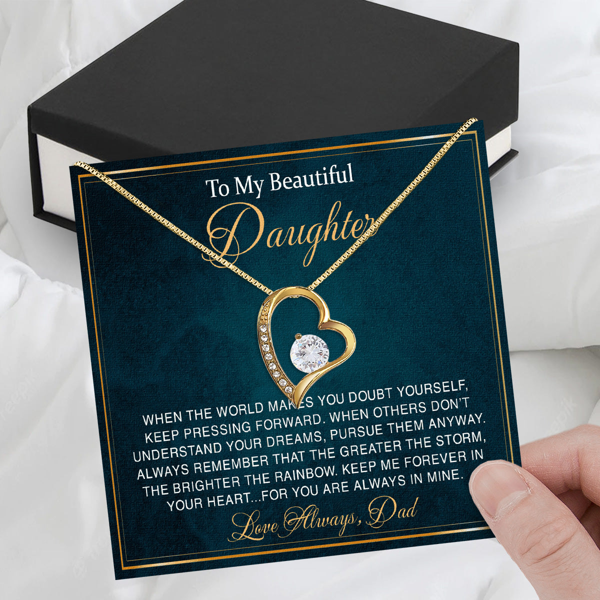 Daughter Necklace from Dad: A Piece of Your Heart for Her