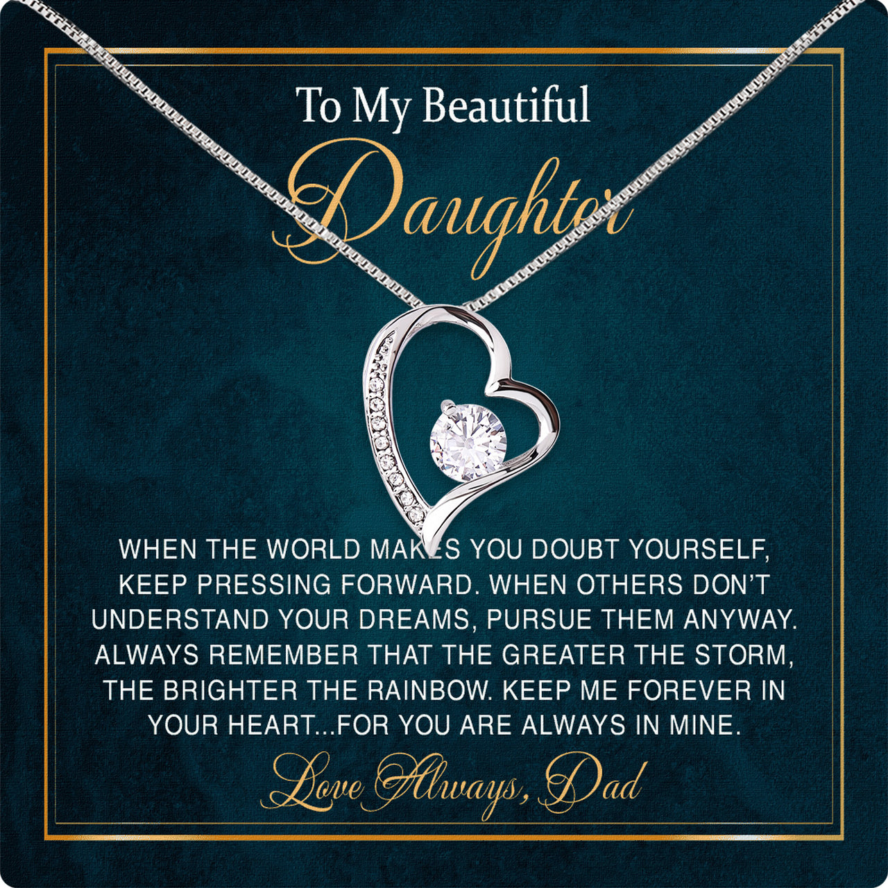 Daughter Necklace from Dad: A Piece of Your Heart for Her