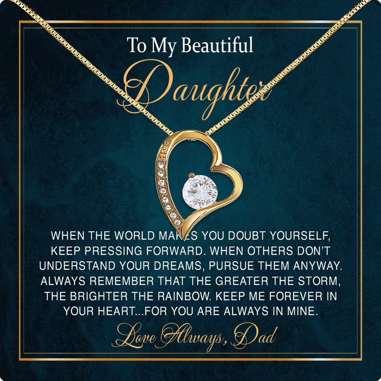 Daughter Necklace from Dad: A Piece of Your Heart for Her