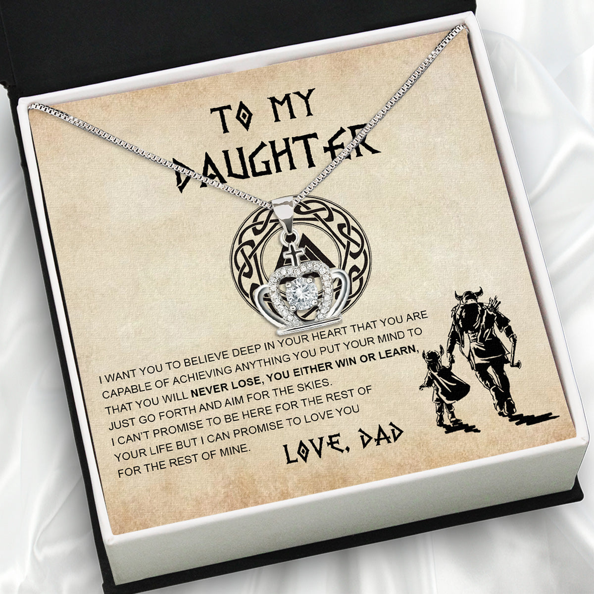 To My Daughter Necklace From Dad With Heartfelt Message Card, Jewelry For Daughter, Daughter Gift From Dad On Birthday, Wedding, Christmas, Graduation