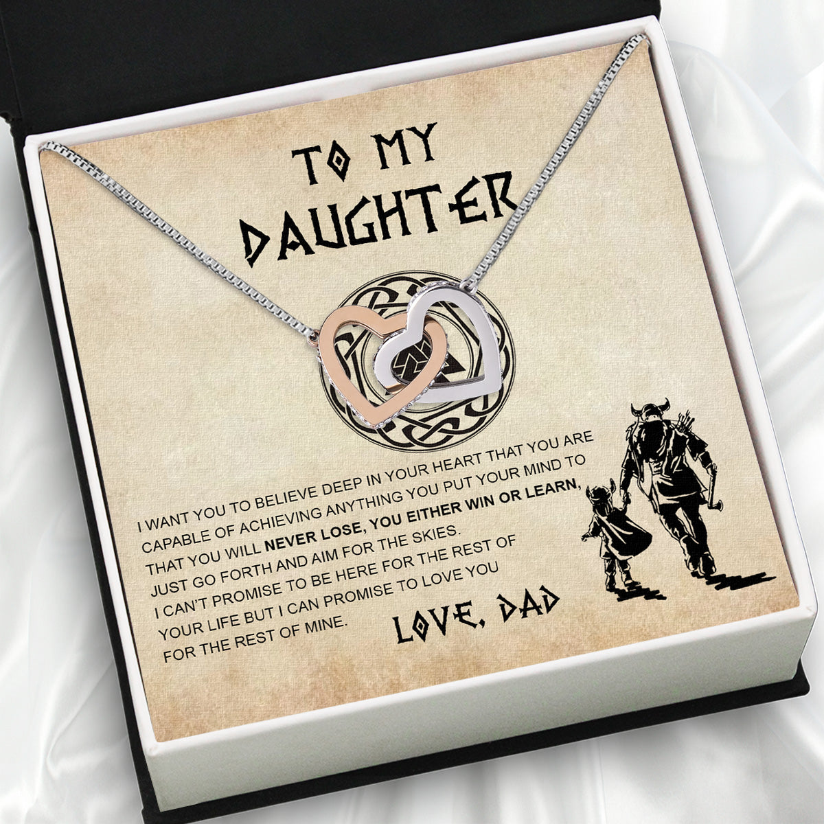 To My Daughter Necklace From Dad With Heartfelt Message Card, Jewelry For Daughter, Daughter Gift From Dad On Birthday, Wedding, Christmas, Graduation