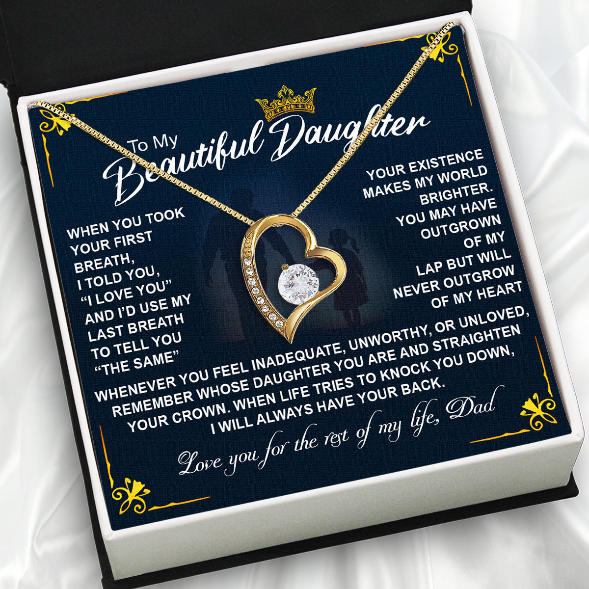 Daughter Necklace from Dad: A Piece of Your Heart for Her