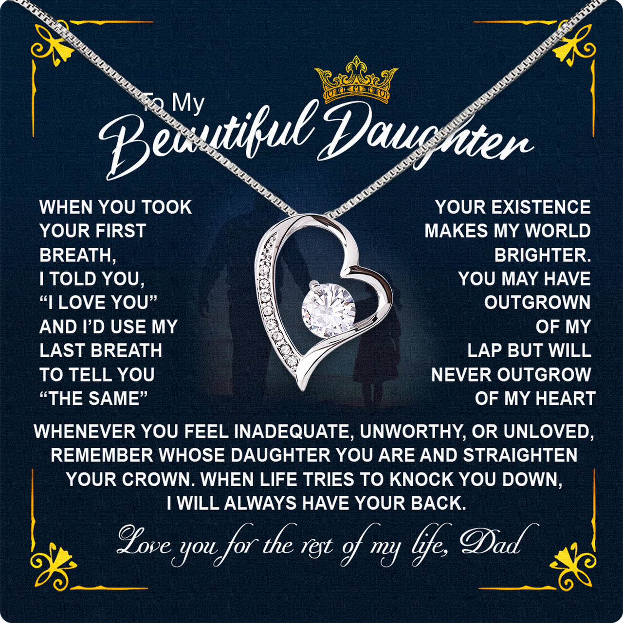 Daughter Necklace from Dad: A Piece of Your Heart for Her