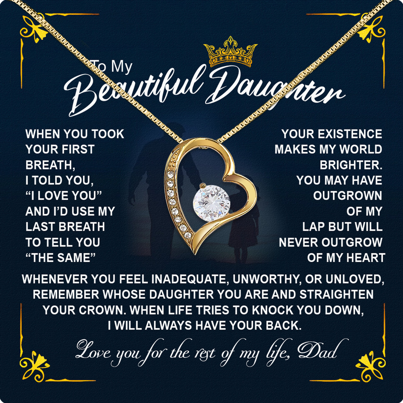 Daughter Necklace from Dad: A Piece of Your Heart for Her