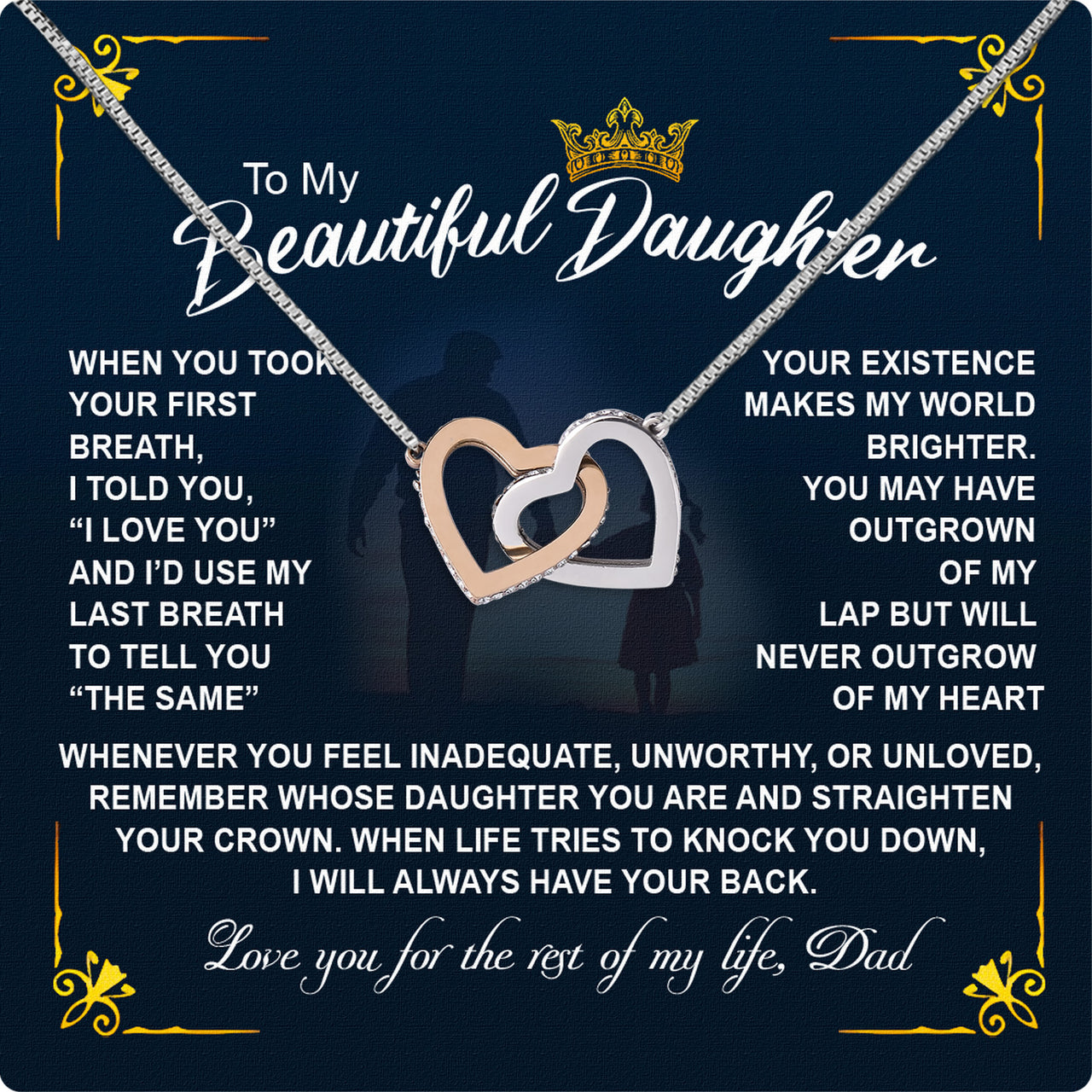 Daughter Necklace from Dad: A Piece of Your Heart for Her