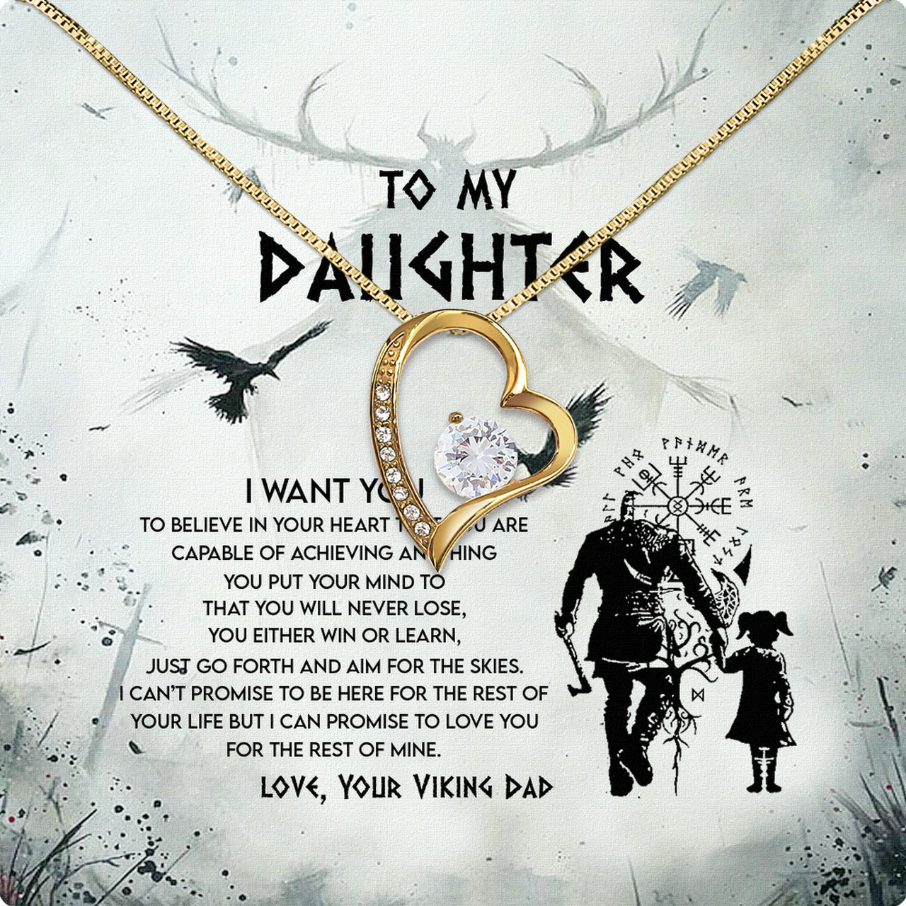 To My Daughter Necklace From Dad With Heartfelt Message Card, Jewelry For Daughter, Daughter Gift From Dad On Birthday, Wedding, Christmas, Graduation