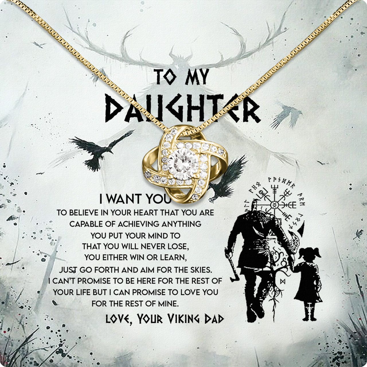 To My Daughter Necklace From Dad With Heartfelt Message Card, Jewelry For Daughter, Daughter Gift From Dad On Birthday, Wedding, Christmas, Graduation