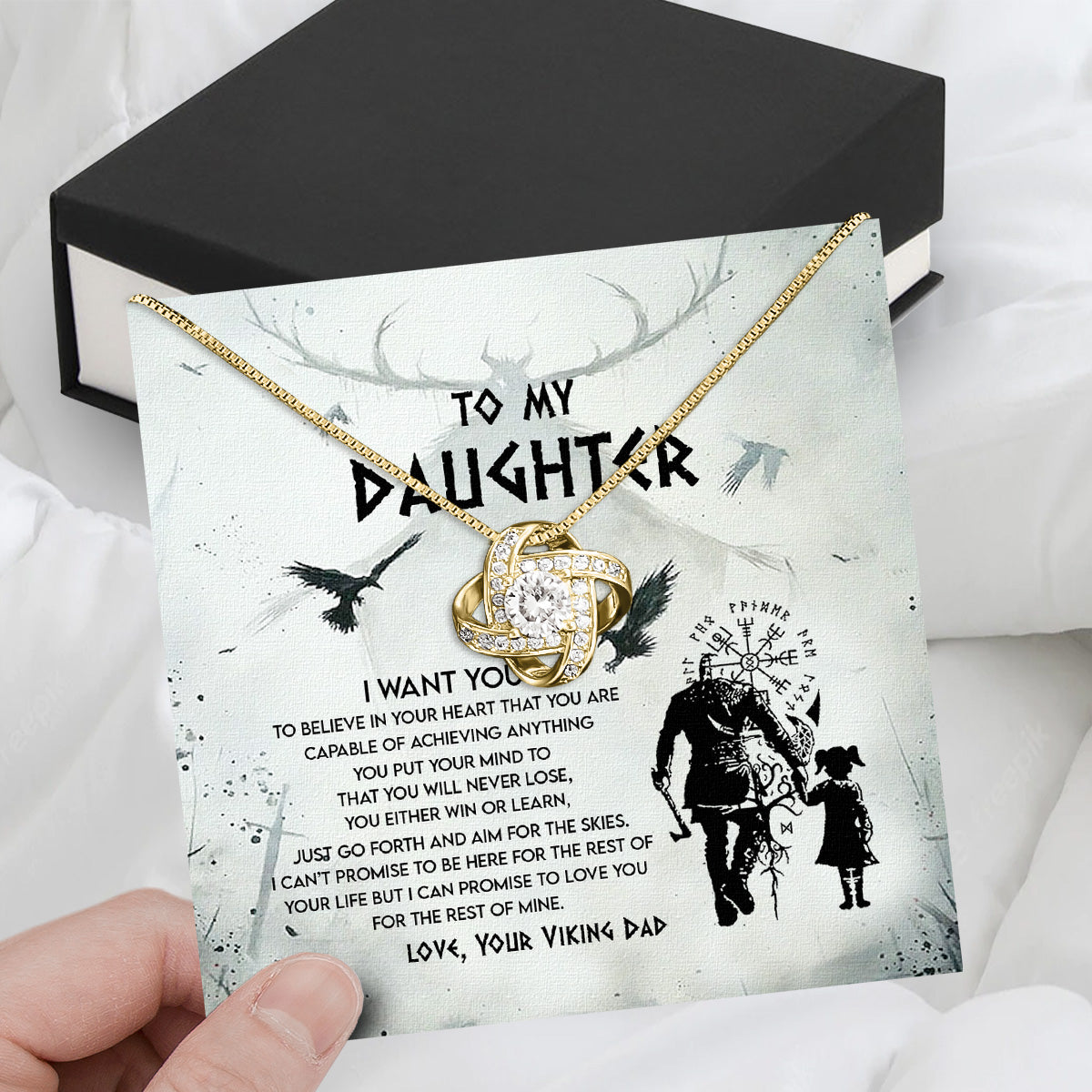 To My Daughter Necklace From Dad With Heartfelt Message Card, Jewelry For Daughter, Daughter Gift From Dad On Birthday, Wedding, Christmas, Graduation