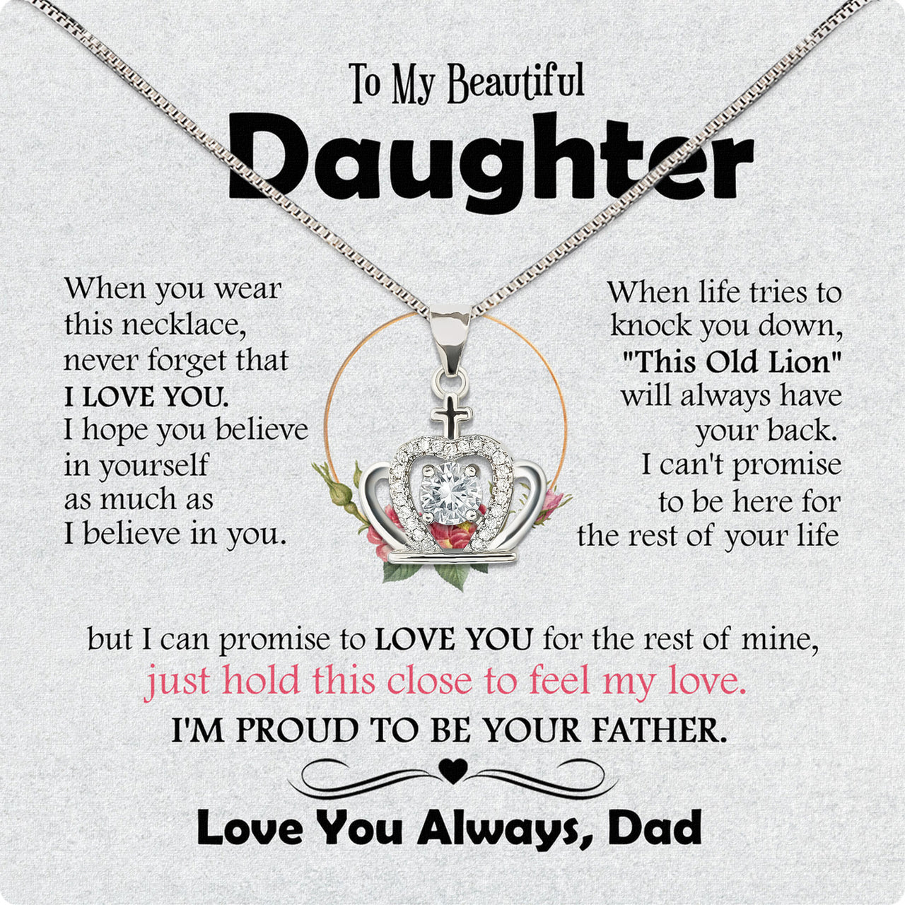 Daughter Necklace from Dad: A Piece of Your Heart for Her