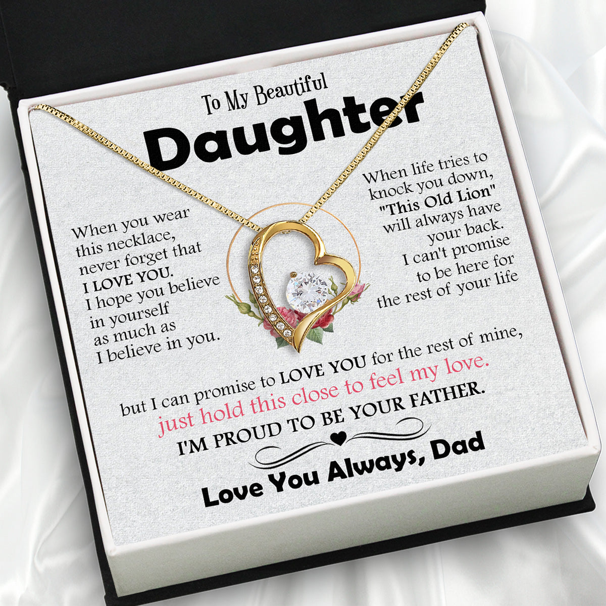 Daughter Necklace from Dad: A Piece of Your Heart for Her