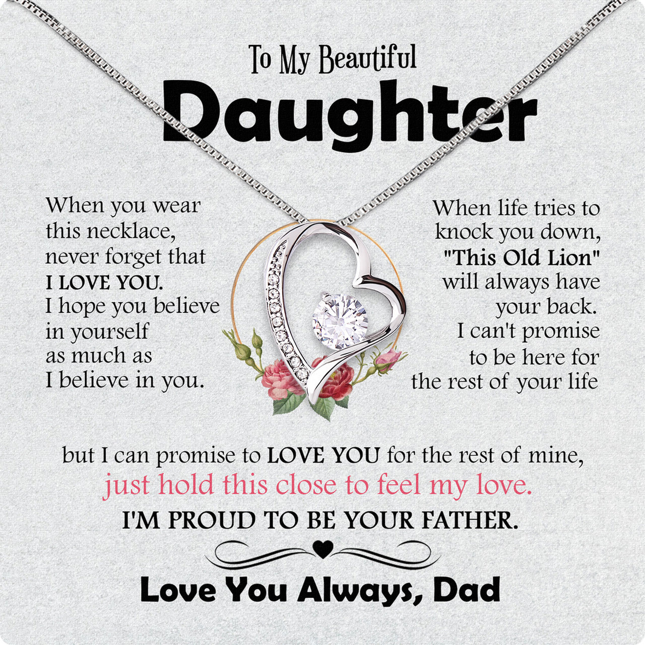 Daughter Necklace from Dad: A Piece of Your Heart for Her